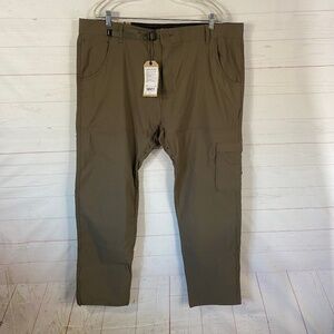 Prana Mens Stretch Zion Slim Pant II Sz 42x32 in Mud Roll Cuff Pockets NWT